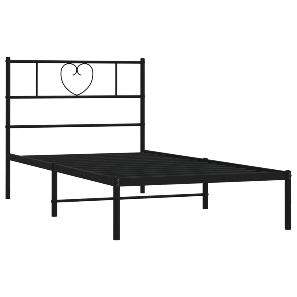 vidaXL Estructura cama sin colchón con cabecero metal negro 90x190 cm