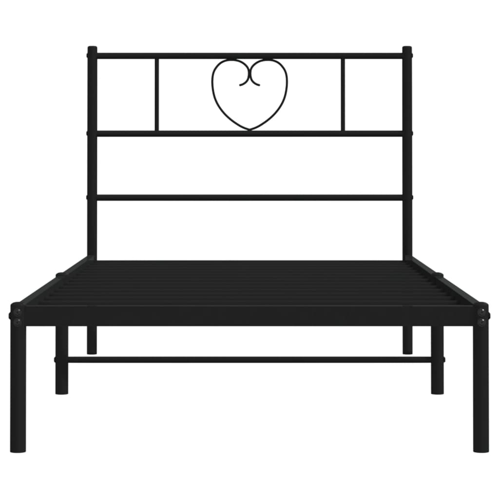 vidaXL Estructura cama sin colchón con cabecero metal negro 90x190 cm