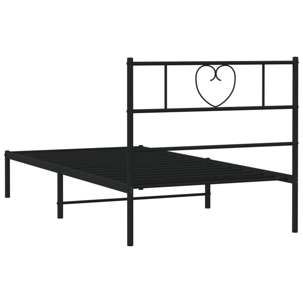 vidaXL Estructura cama sin colchón con cabecero metal negro 90x190 cm