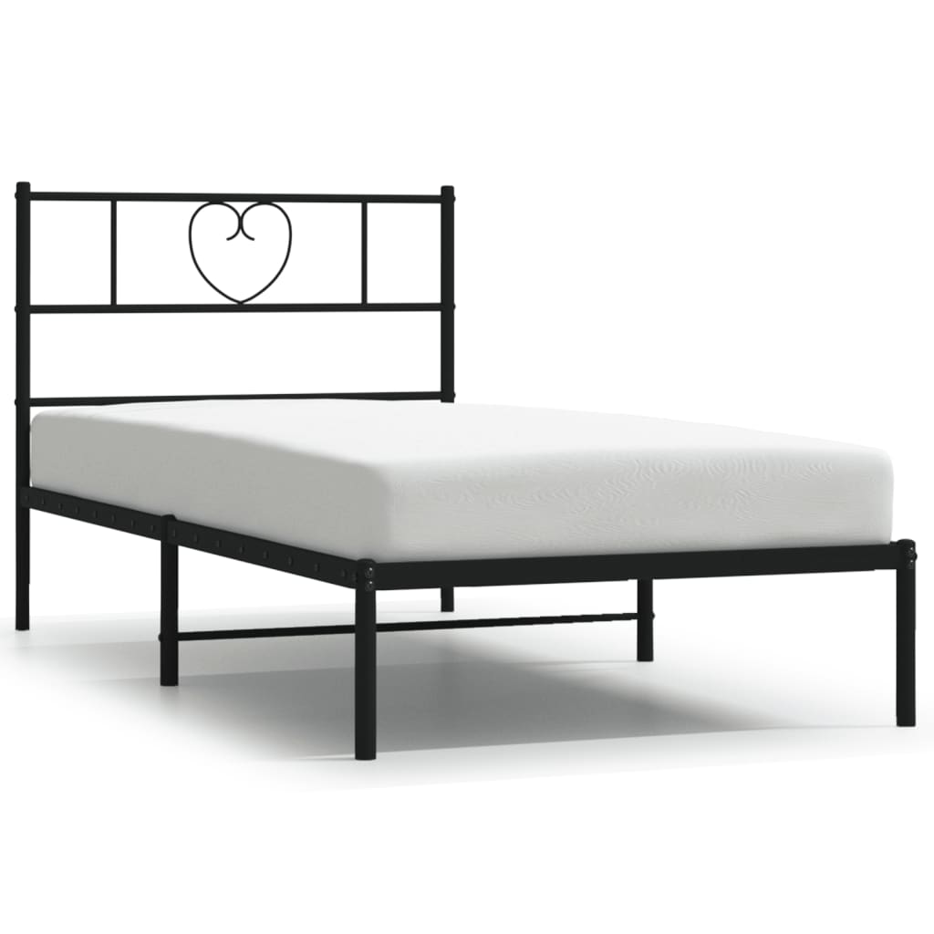 vidaXL Estructura cama sin colchón con cabecero metal negro 90x200 cm