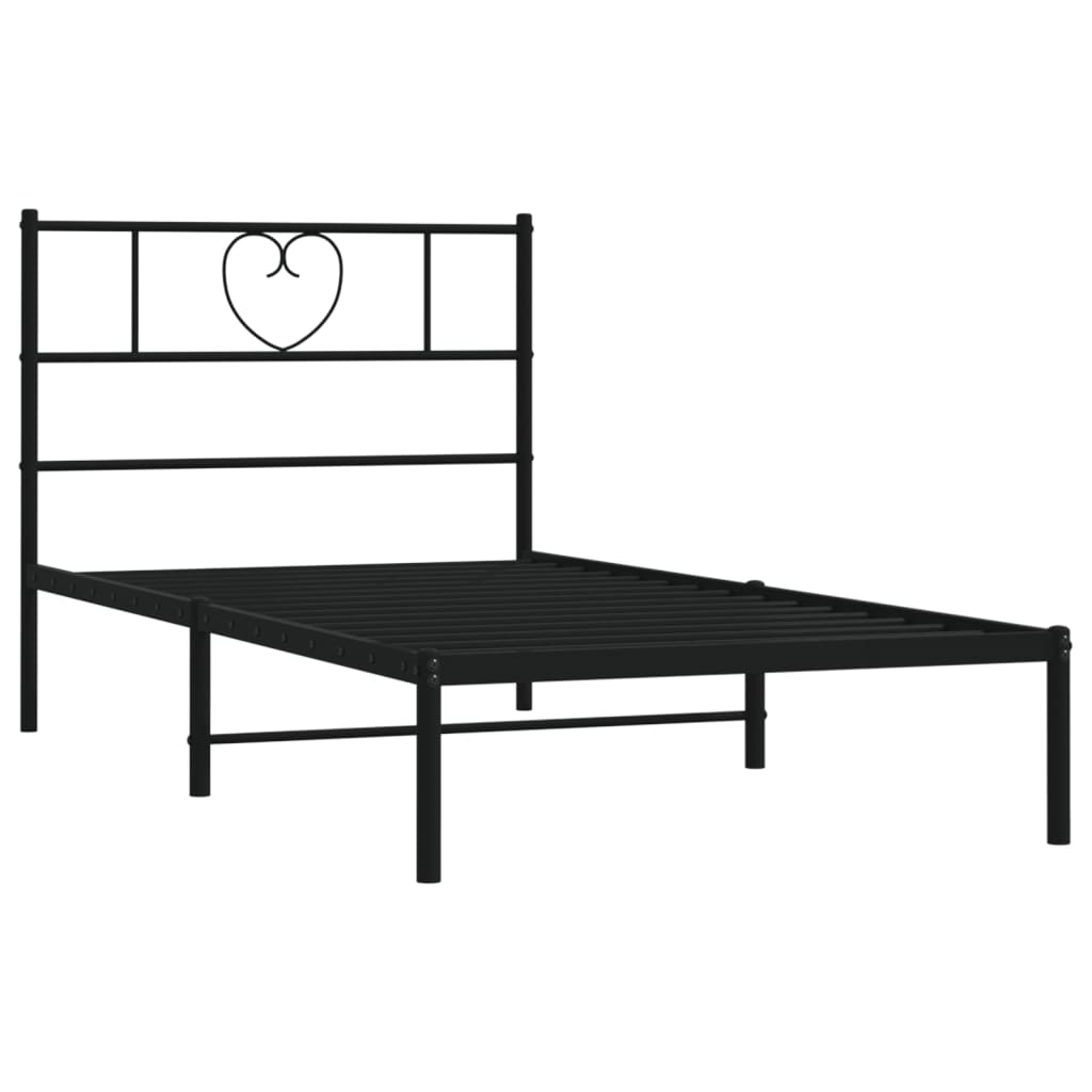 vidaXL Estructura cama sin colchón con cabecero metal negro 90x200 cm