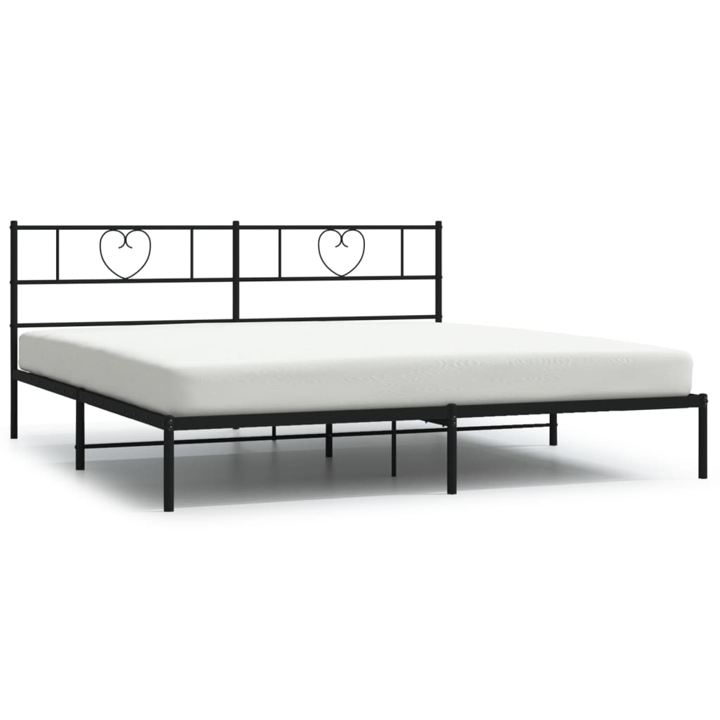 vidaXL Estructura cama sin colchón con cabecero metal negro 180x200 cm