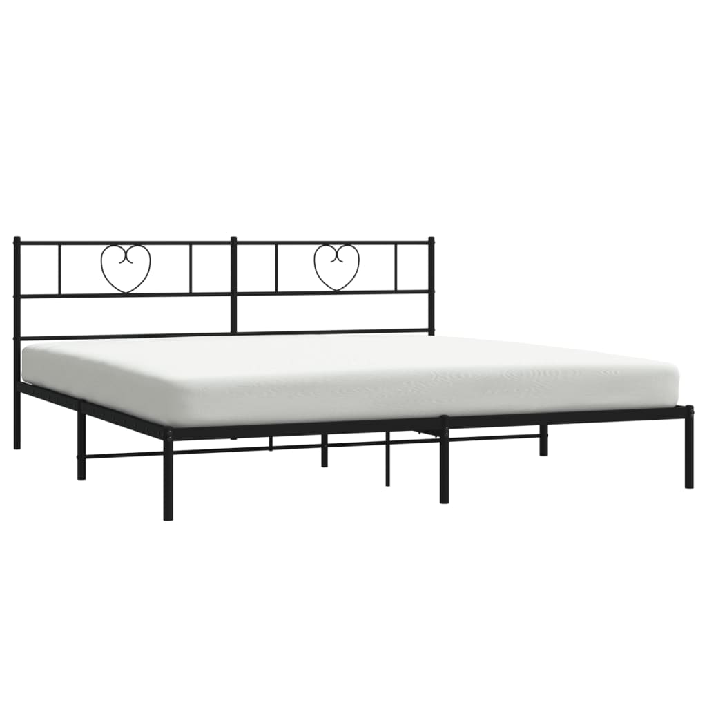 vidaXL Estructura cama sin colchón con cabecero metal negro 180x200 cm