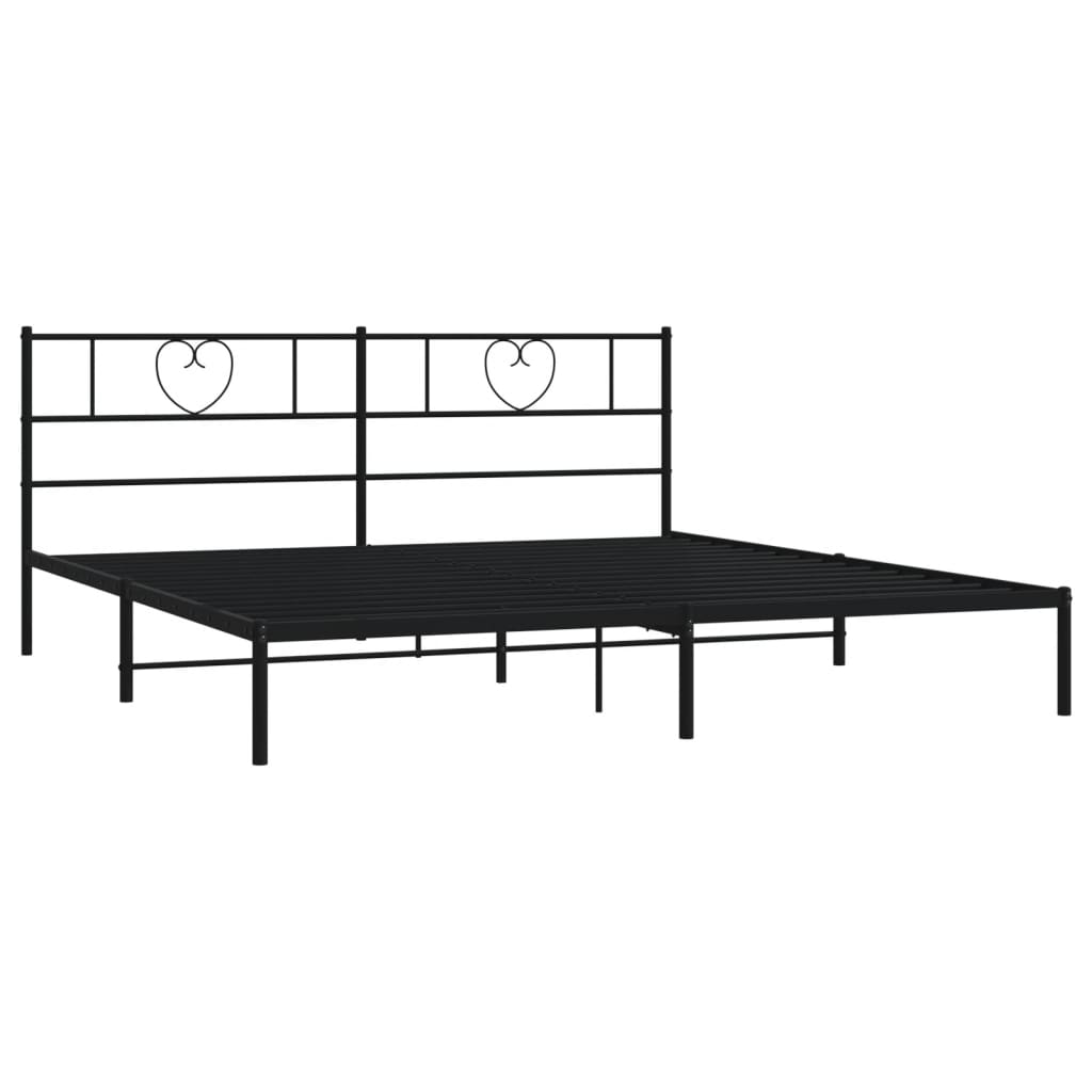 vidaXL Estructura cama sin colchón con cabecero metal negro 180x200 cm