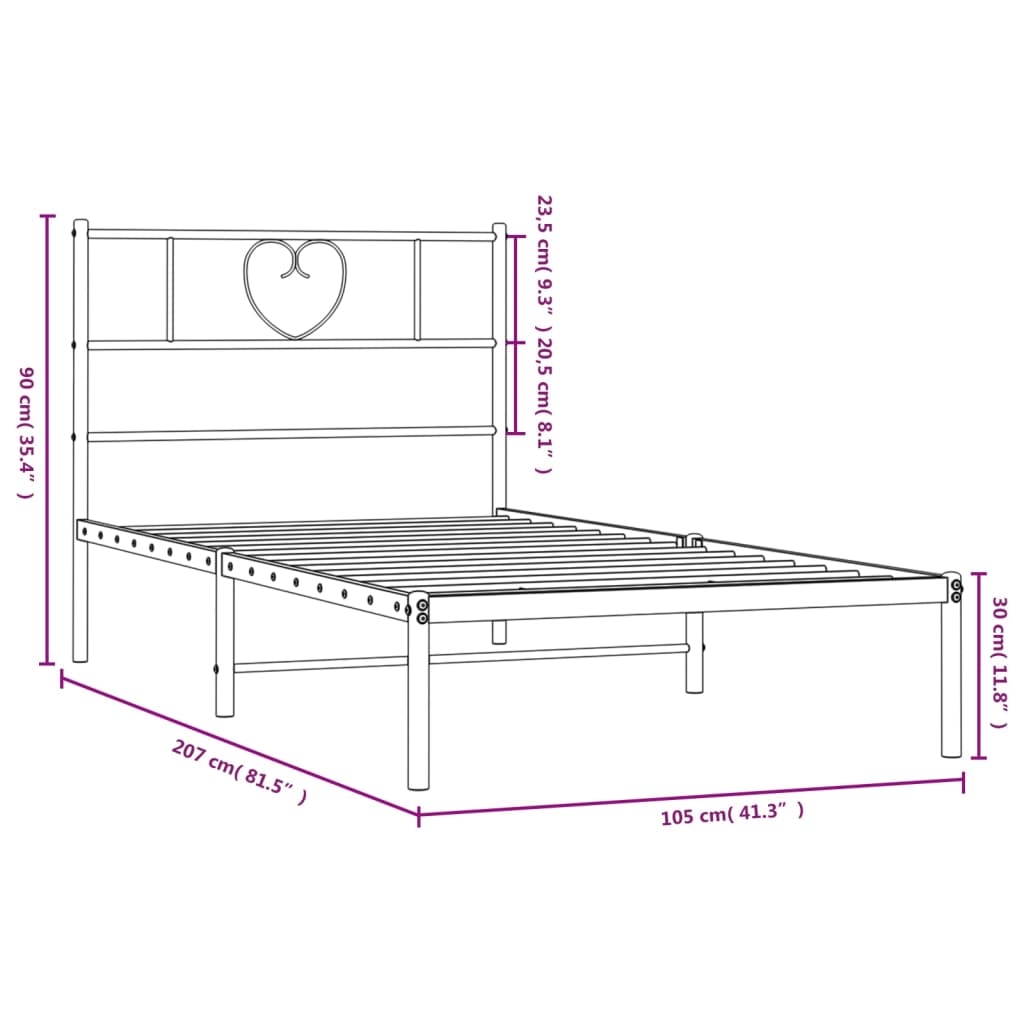 vidaXL Estructura cama sin colchón con cabecero metal blanco 100x200cm