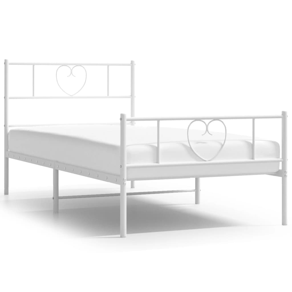 vidaXL Estructura cama sin colchón con estribo metal blanco 107x203 cm