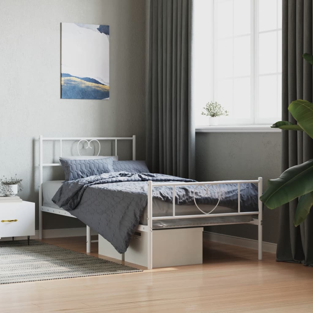 vidaXL Estructura cama sin colchón con estribo metal blanco 107x203 cm