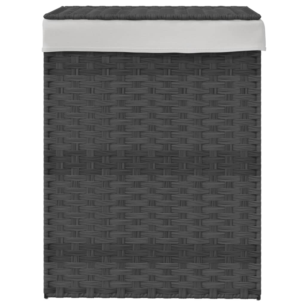 vidaXL Cesto para ropa sucia con tapa ratán sintético gris 46x33x60 cm