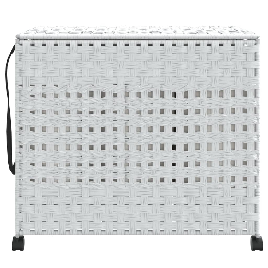 vidaXL Cesto para ropa sucia con ruedas ratán blanco 66x35x60 cm