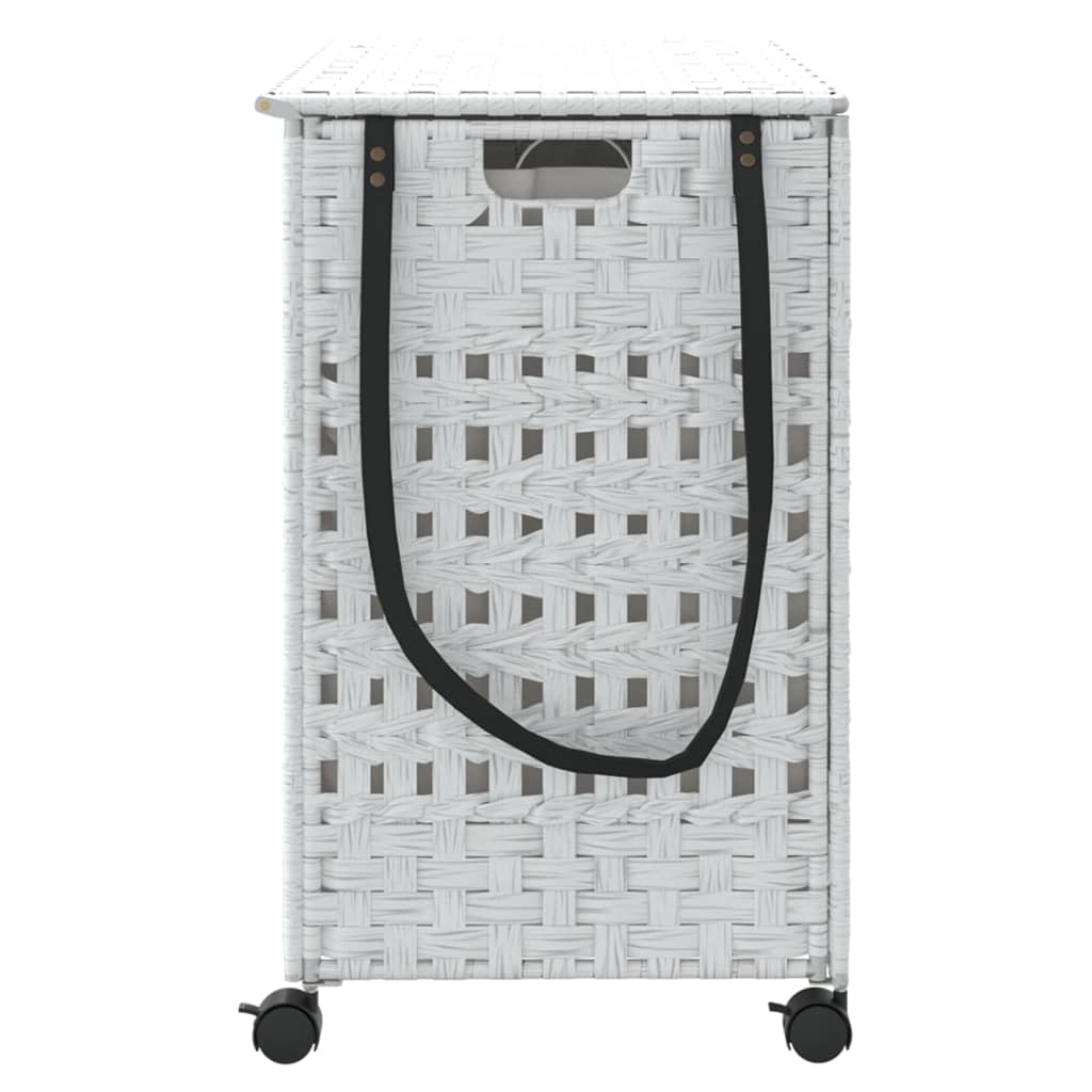 vidaXL Cesto para ropa sucia con ruedas ratán blanco 66x35x60 cm