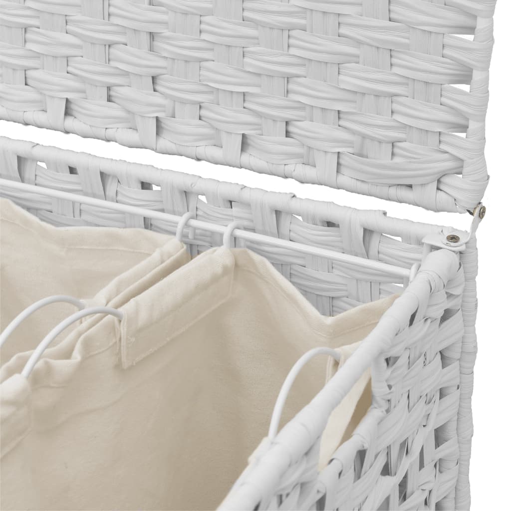 vidaXL Cesto para ropa sucia con ruedas ratán blanco 66x35x60 cm