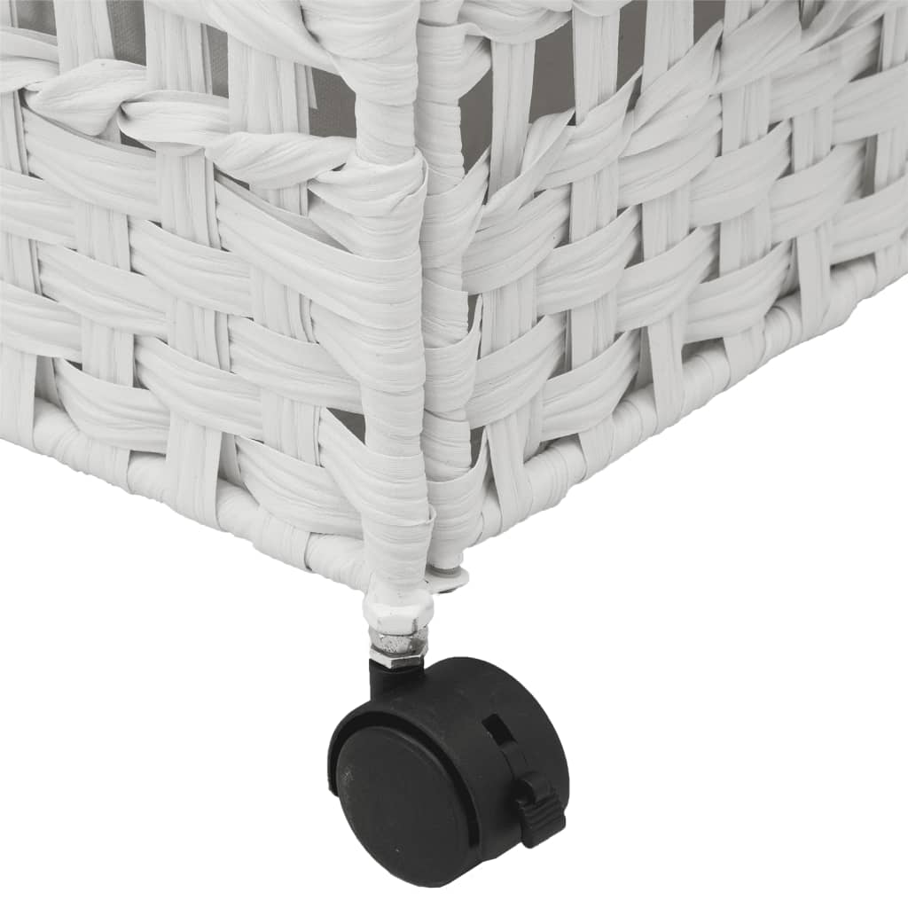 vidaXL Cesto para ropa sucia con ruedas ratán blanco 66x35x60 cm