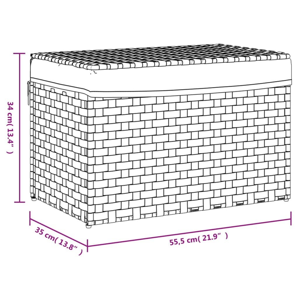 vidaXL Cesto para la ropa sucia con tapa ratán sintético 55,5x35x34 cm