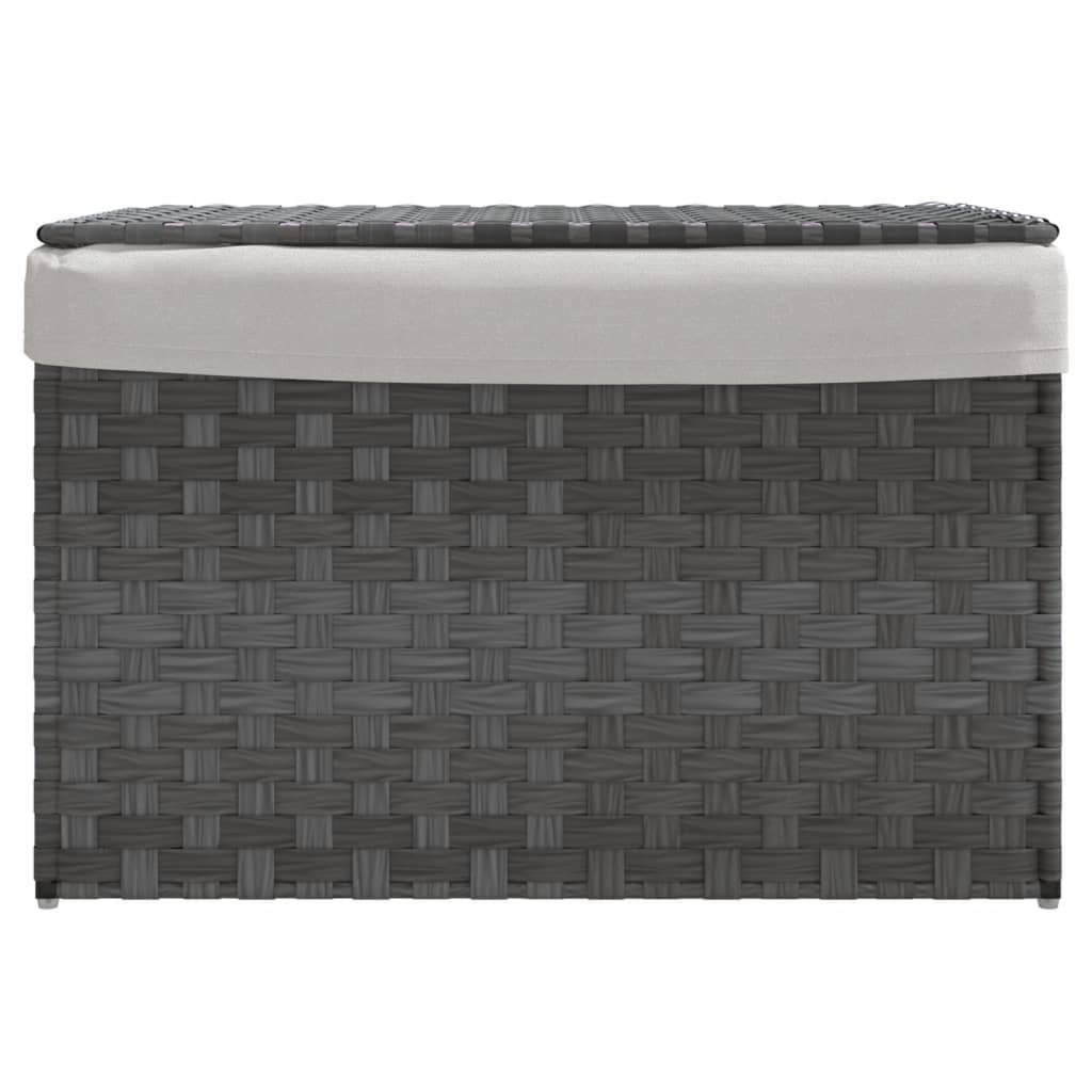 vidaXL Cesto de ropa sucia con tapa ratán sintético gris 55,5x35x34 cm