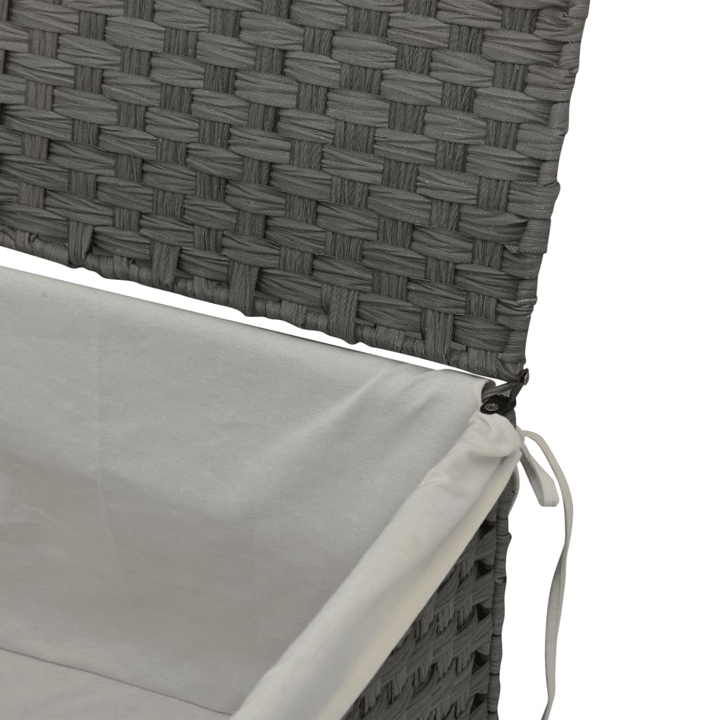 vidaXL Cesto de ropa sucia con tapa ratán sintético gris 55,5x35x34 cm