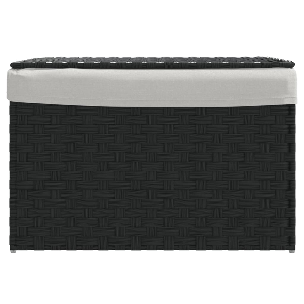 vidaXL Cesto de ropa sucia con tapa ratán sintético negro 55,5x35x34cm