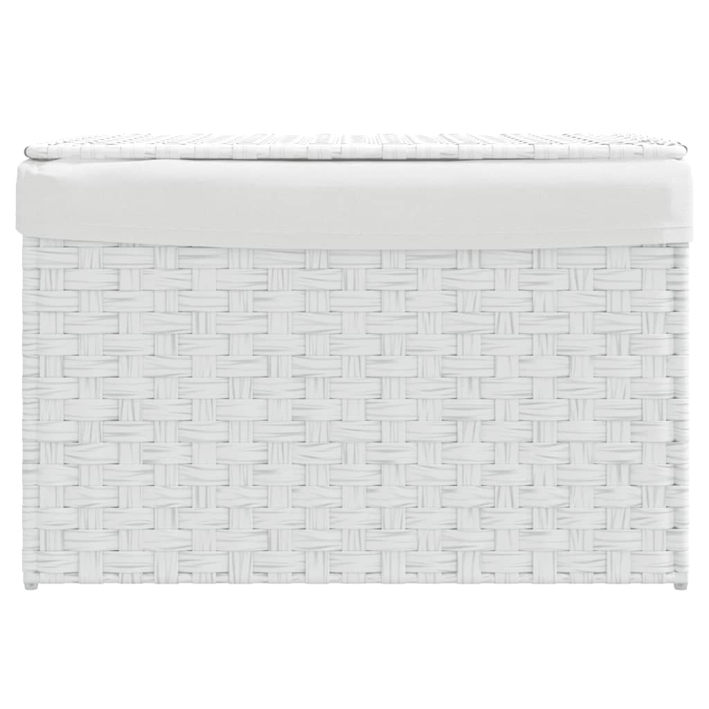 vidaXL Cesto ropa sucia con tapa ratán sintético blanco 55,5x35x34 cm