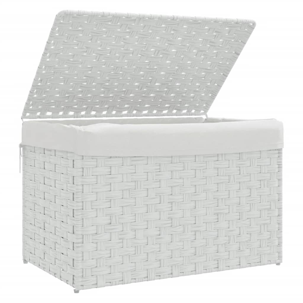 vidaXL Cesto ropa sucia con tapa ratán sintético blanco 55,5x35x34 cm