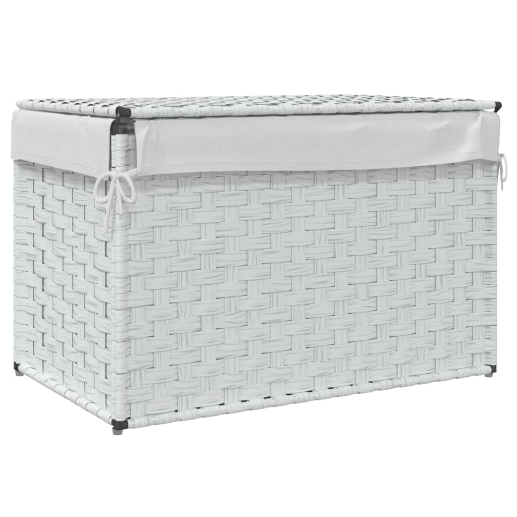 vidaXL Cesto ropa sucia con tapa ratán sintético blanco 55,5x35x34 cm