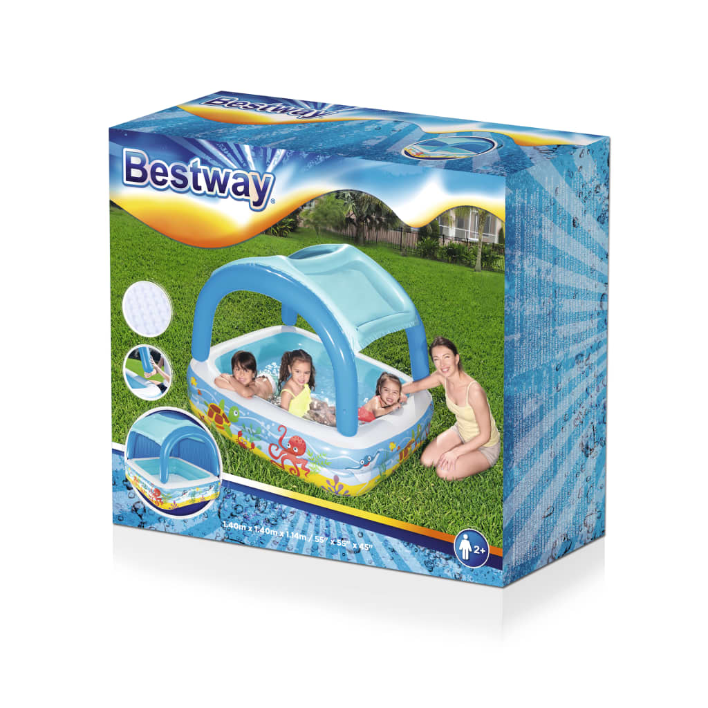 Bestway Piscina para niños con toldo azul 140x140x114 cm