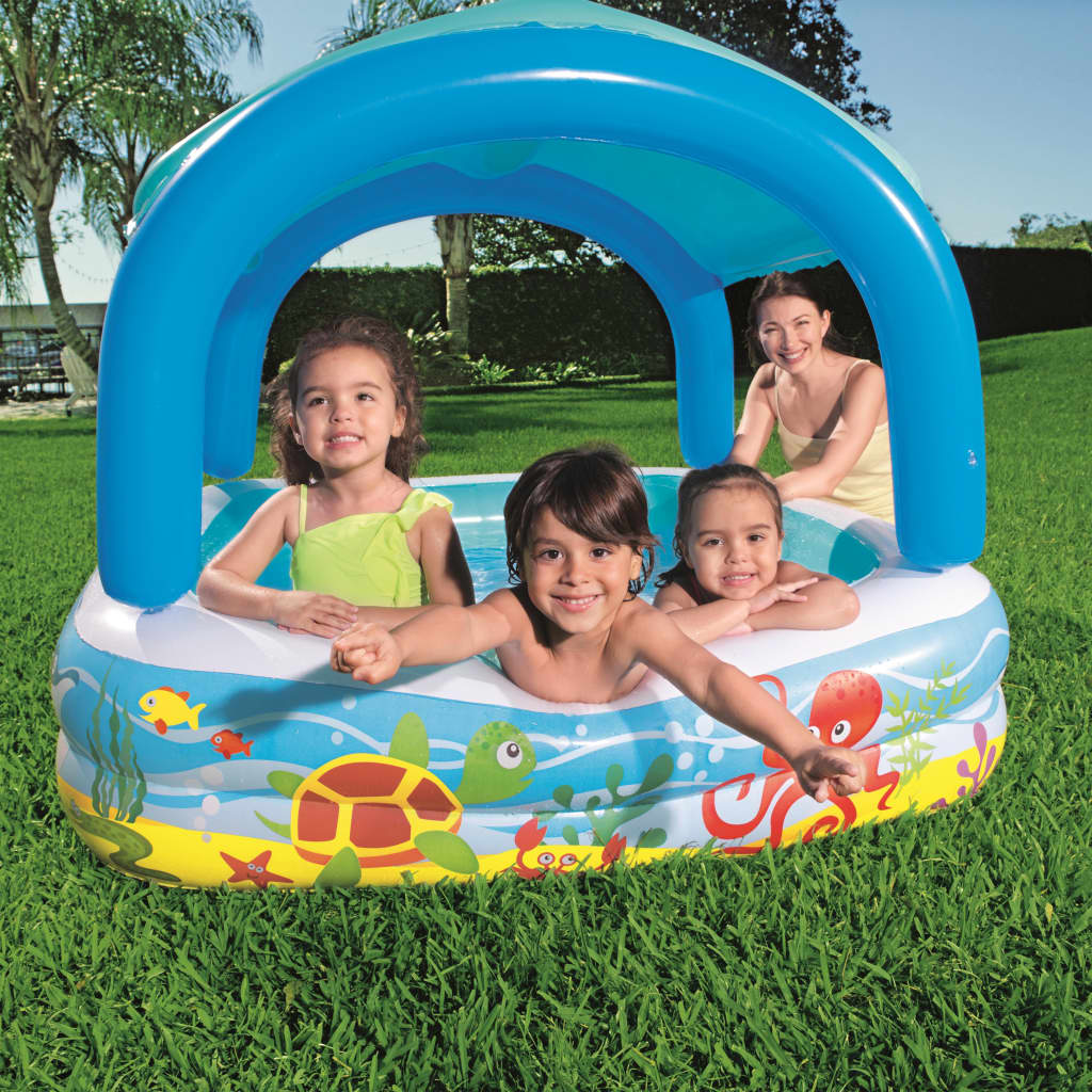 Bestway Piscina para niños con toldo azul 140x140x114 cm