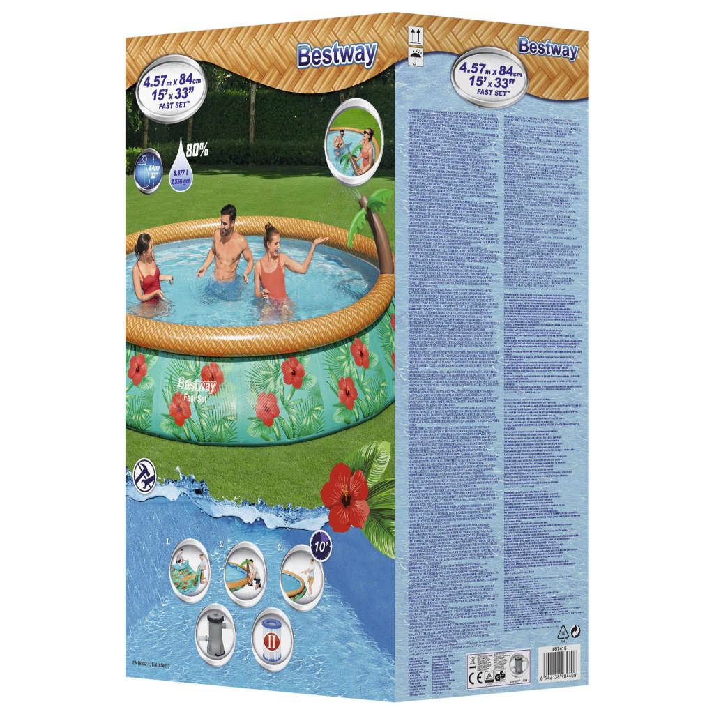 Bestway Piscina hinchable Fast Set serie Paradise Palms 457x84 cm