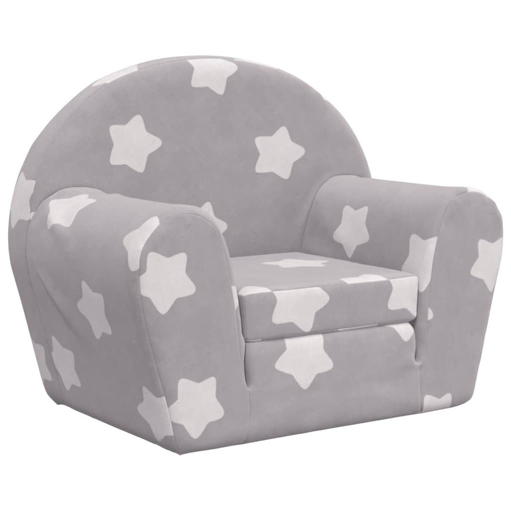 vidaXL Sofá cama de niños felpa suave gris claro con estrellas