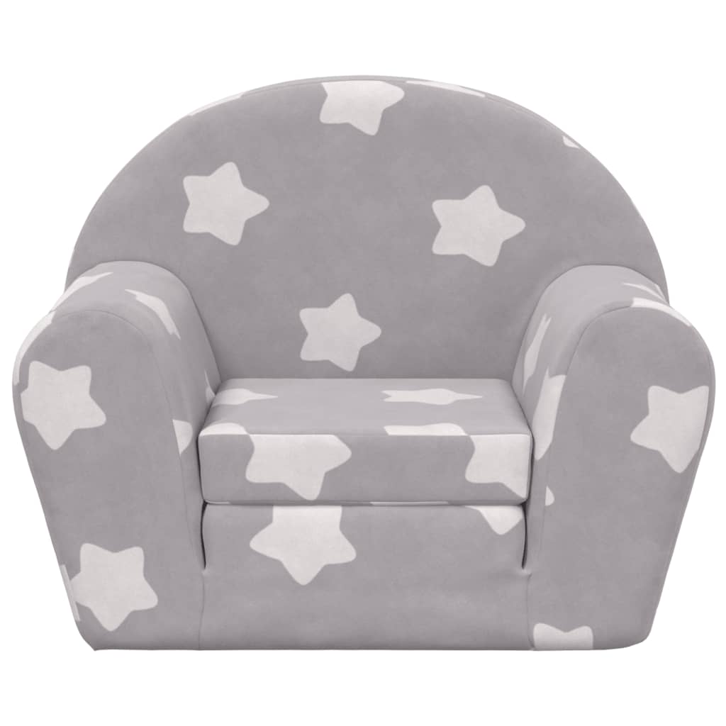 vidaXL Sofá cama de niños felpa suave gris claro con estrellas