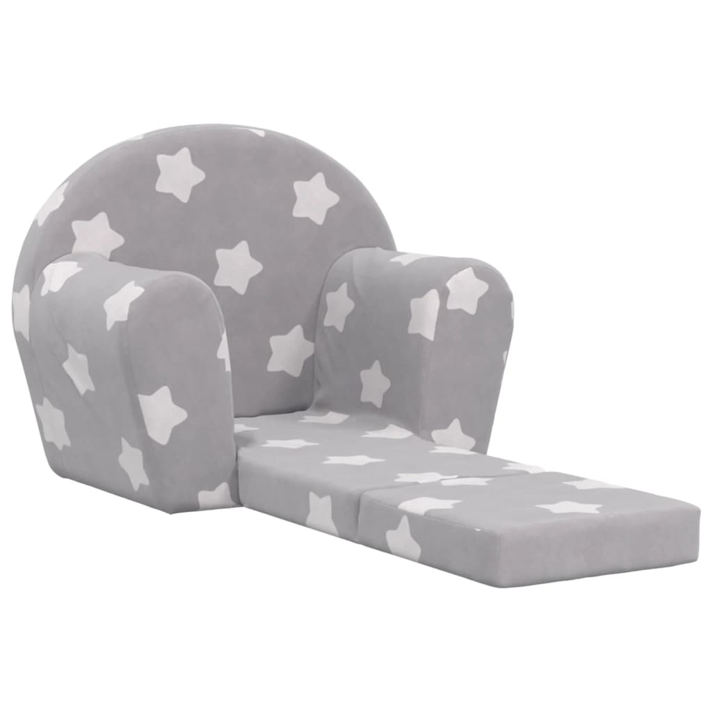 vidaXL Sofá cama de niños felpa suave gris claro con estrellas