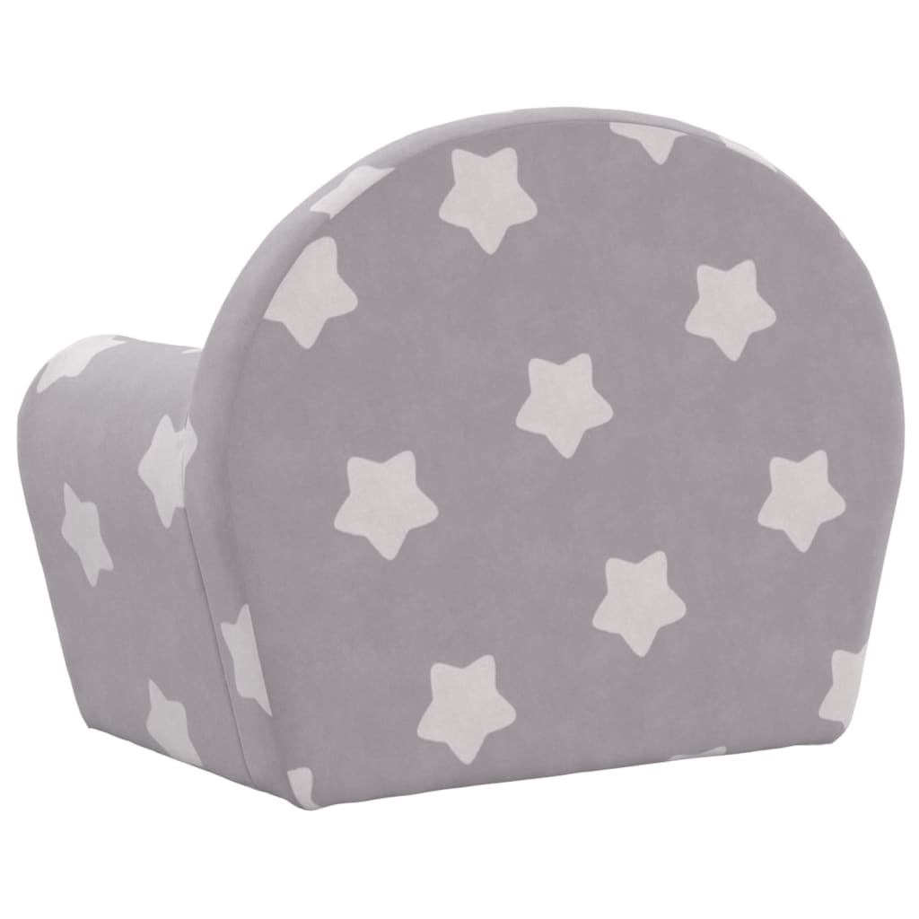 vidaXL Sofá cama de niños felpa suave gris claro con estrellas