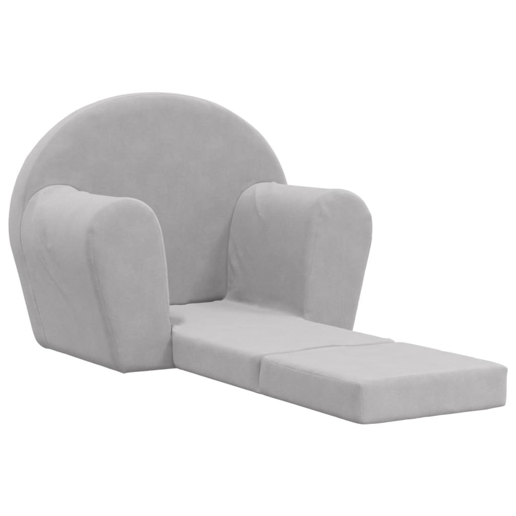 vidaXL Sofá cama infantil felpa suave gris claro