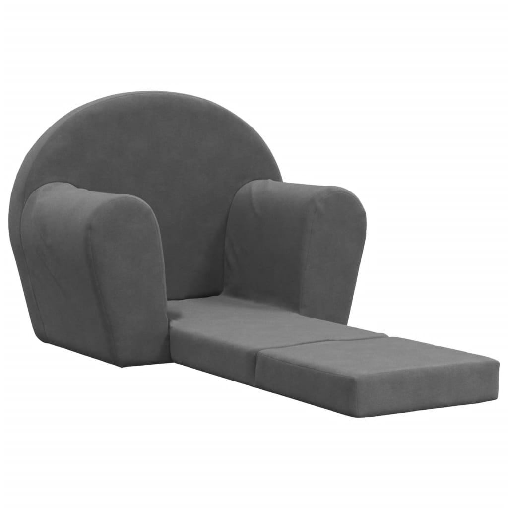 vidaXL Sofá cama infantil felpa suave gris antracita