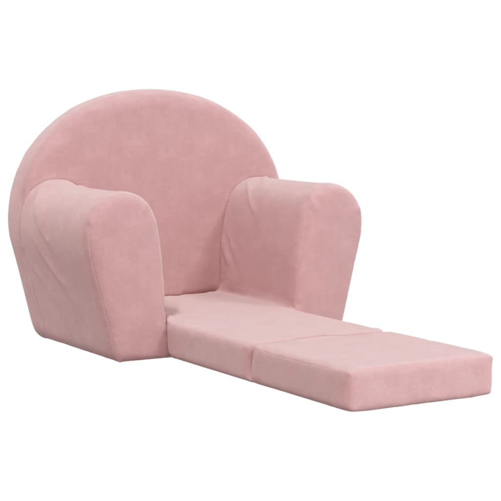 vidaXL Sofá cama para niños felpa suave rosa