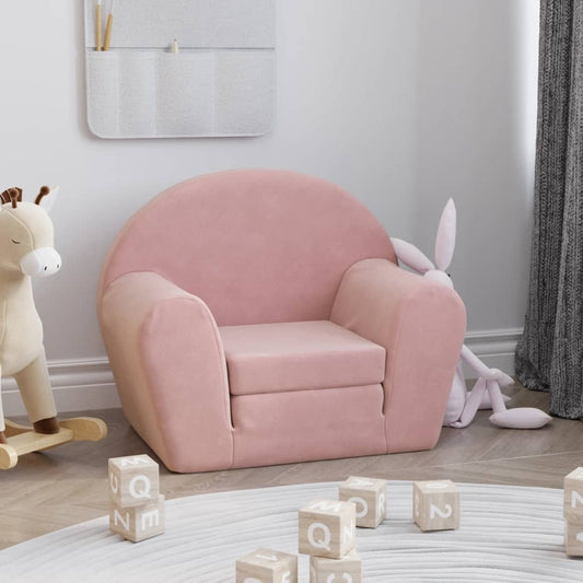 vidaXL Sofá cama para niños felpa suave rosa