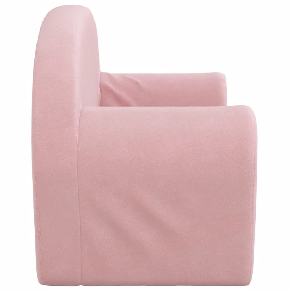 vidaXL Sofá cama para niños de 2 plazas felpa suave rosa