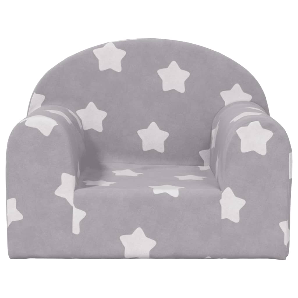 vidaXL Sofá para niños felpa suave gris claro con estrellas