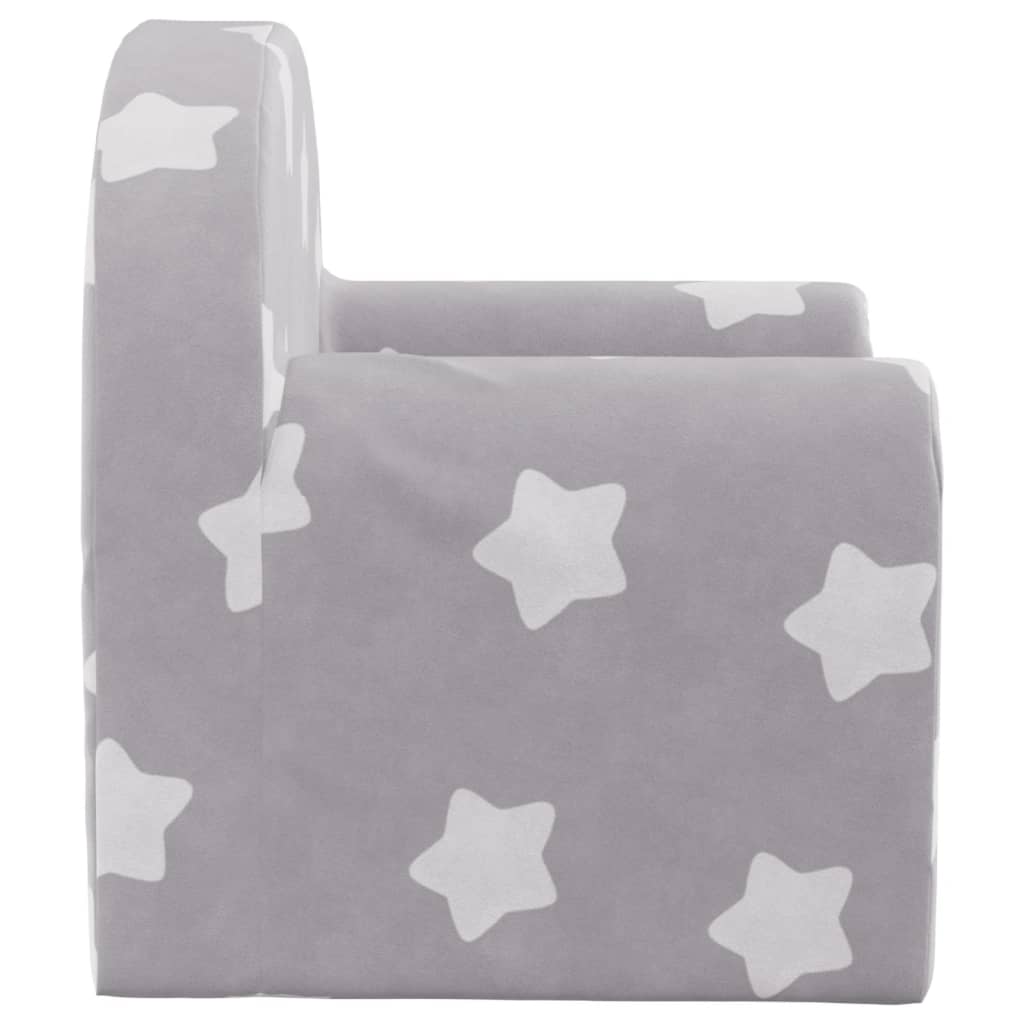 vidaXL Sofá para niños felpa suave gris claro con estrellas