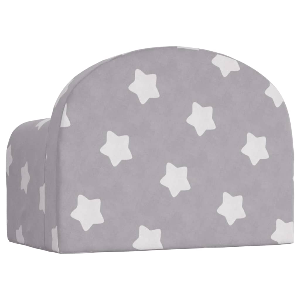 vidaXL Sofá para niños felpa suave gris claro con estrellas