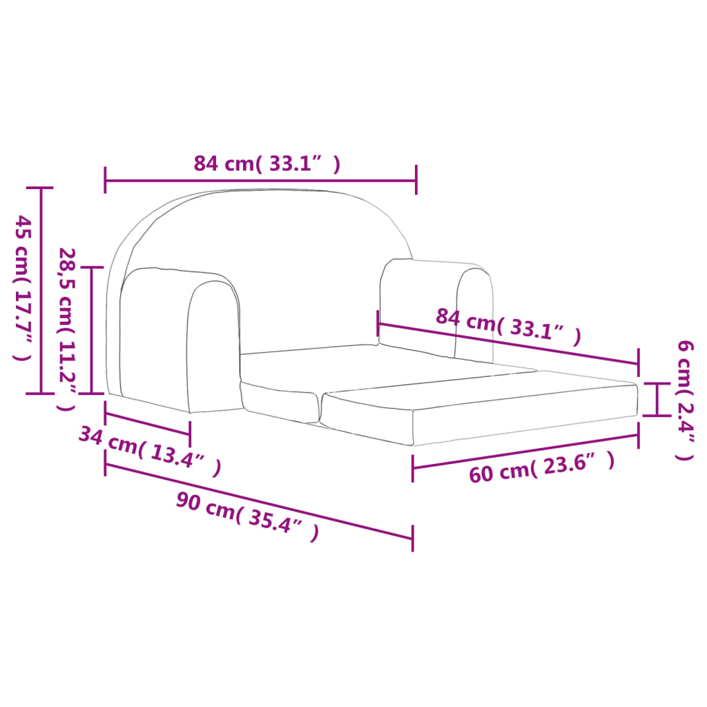 vidaXL Sofá cama de niños 2 plazas felpa suave azul