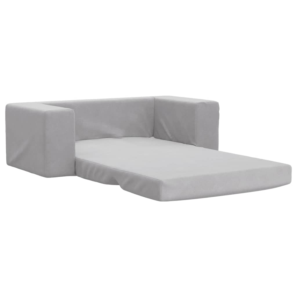 vidaXL Sofá cama de niños 2 plazas felpa suave gris claro