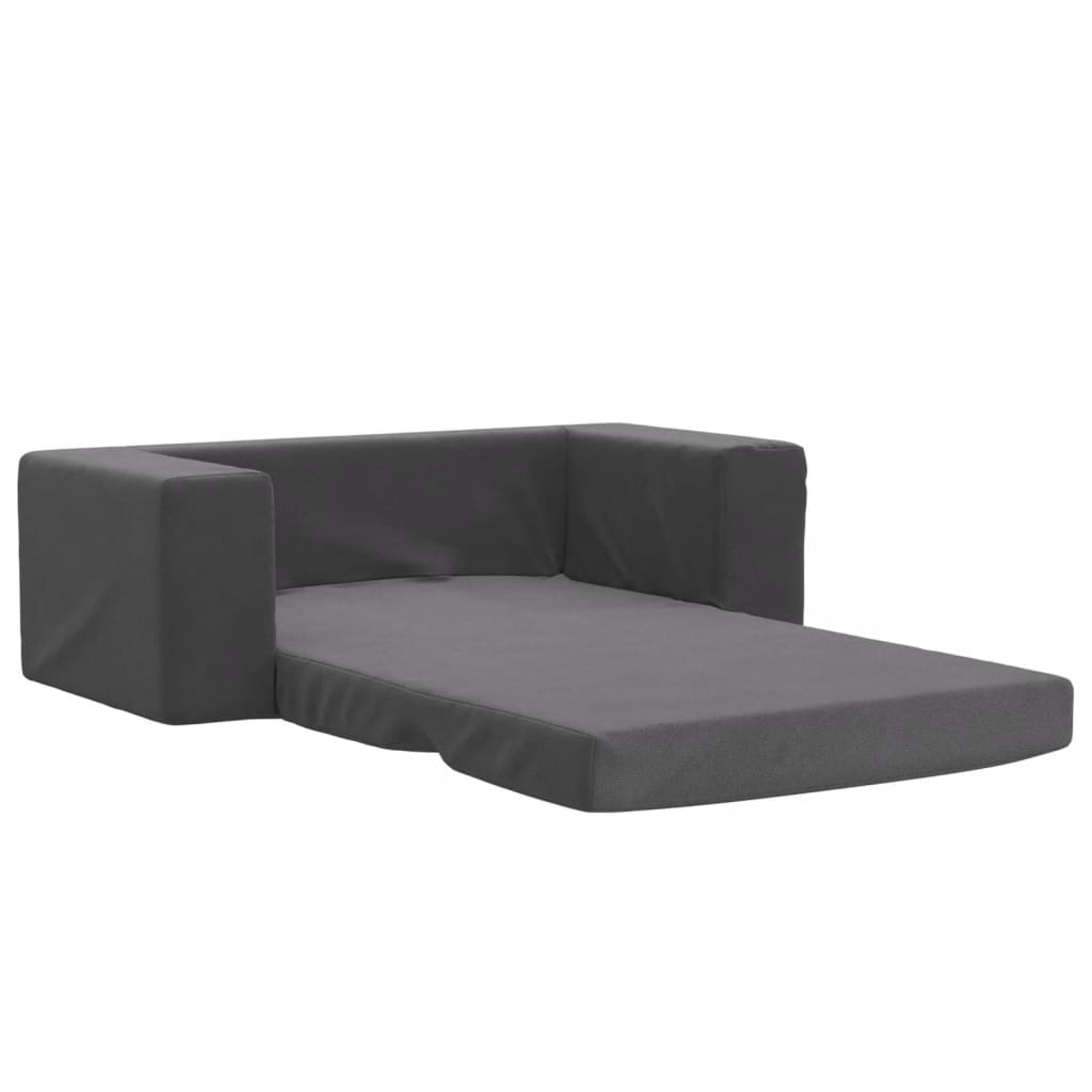 vidaXL Sofá cama de niños 2 plazas felpa suave gris antracita