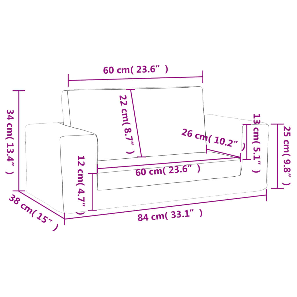 vidaXL Sofá cama de niños 2 plazas felpa suave gris antracita