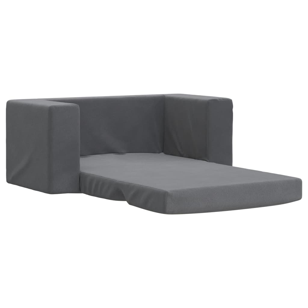 vidaXL Sofá cama de niños 2 plazas felpa suave gris antracita