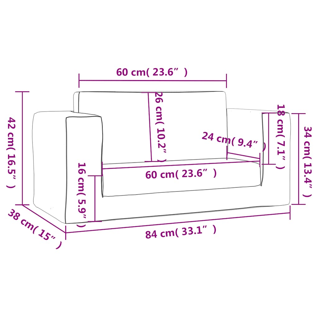 vidaXL Sofá cama de niños 2 plazas felpa suave crema