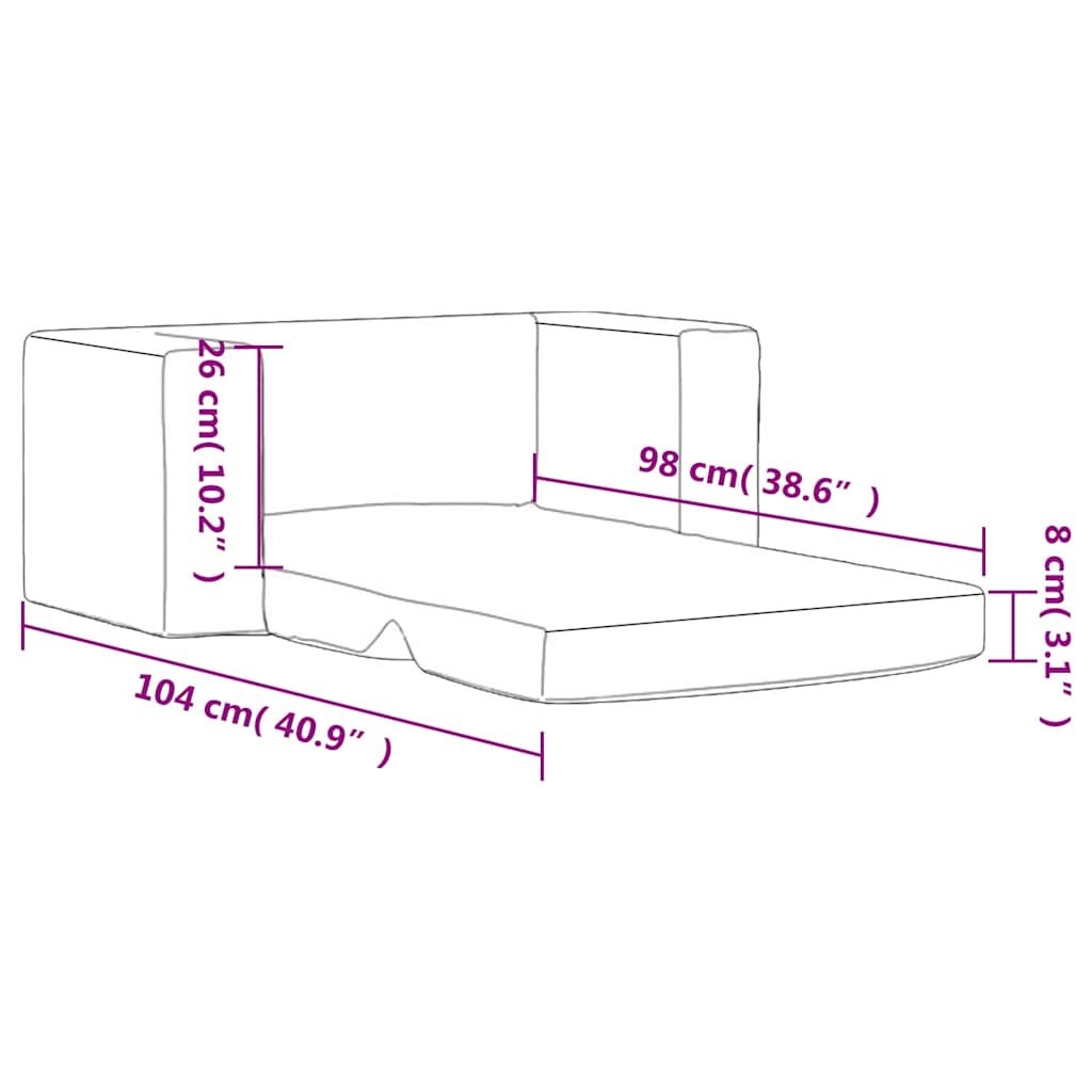 vidaXL Sofá cama de niños 2 plazas felpa suave crema