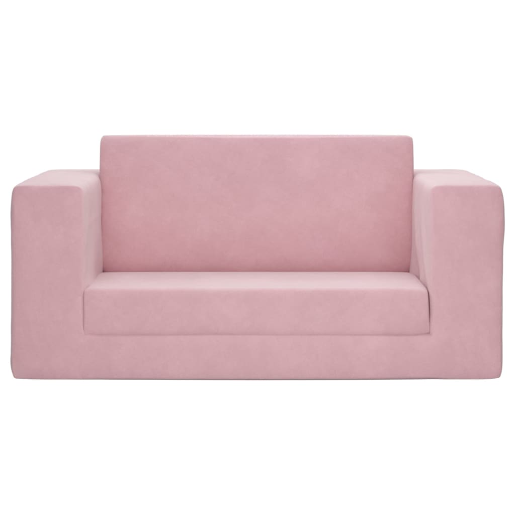 vidaXL Sofá cama para niños de 2 plazas felpa suave rosa