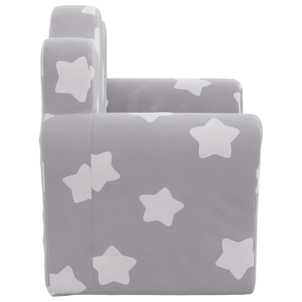 vidaXL Sofá para niños felpa suave gris claro con estrellas