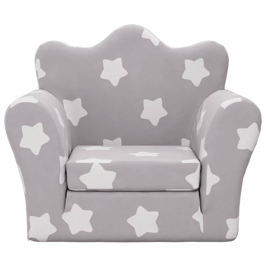 vidaXL Sofá cama de niños felpa suave gris claro con estrellas