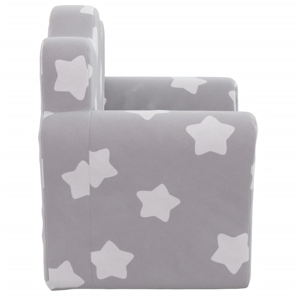 vidaXL Sofá cama de niños felpa suave gris claro con estrellas