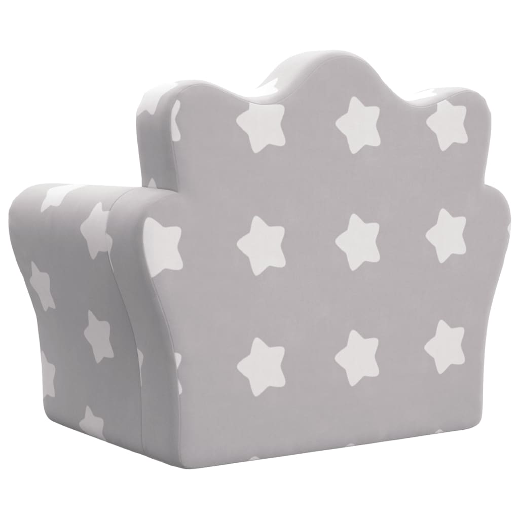 vidaXL Sofá cama de niños felpa suave gris claro con estrellas